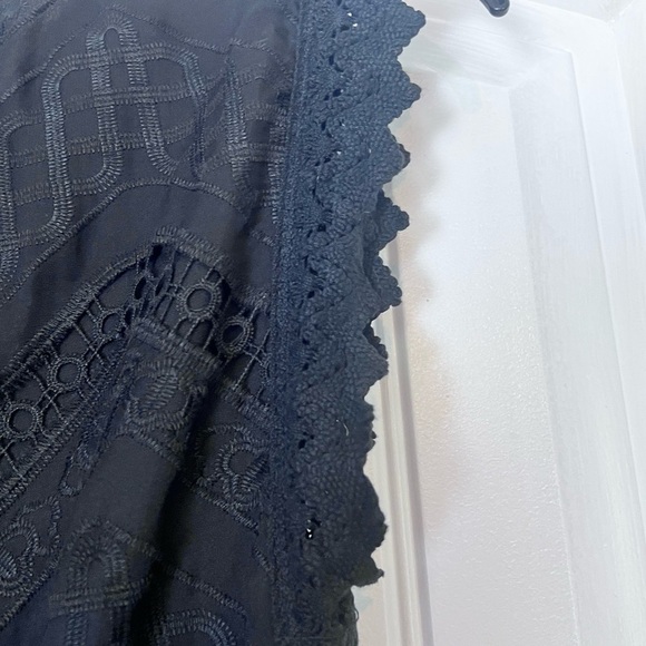 ANTHRO ELEVENSES BLACK LACE ROMPER XS BOHO FESTIVAL CROCHET - Picture 10 of 11